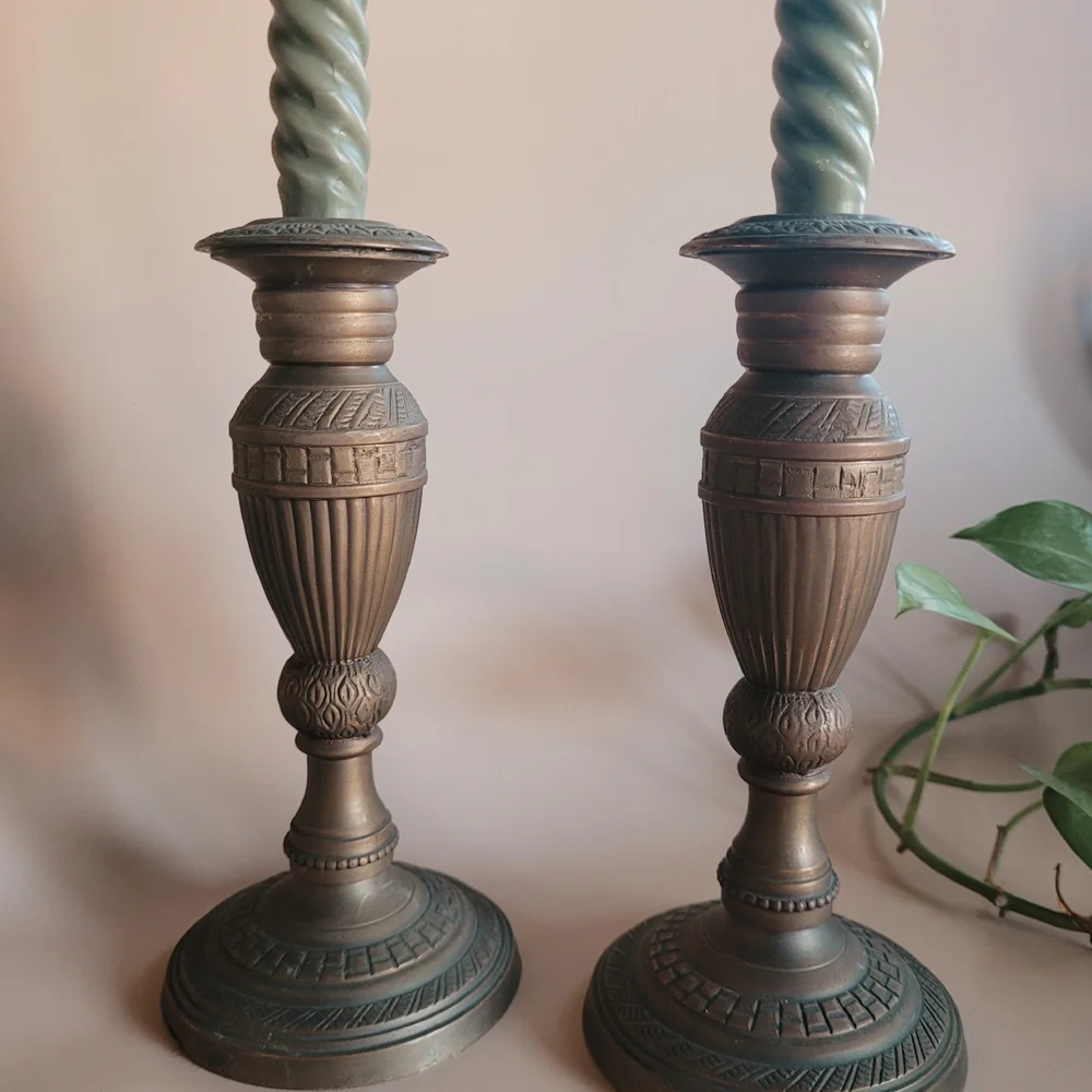 Elegant Bronze Candlestick Holders - Picture 2 of 5